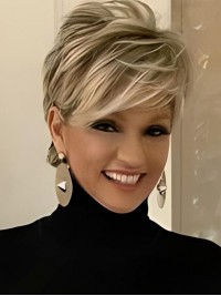 Pixie Layered Short Blonde Mixed Brown Synthetic Wigs