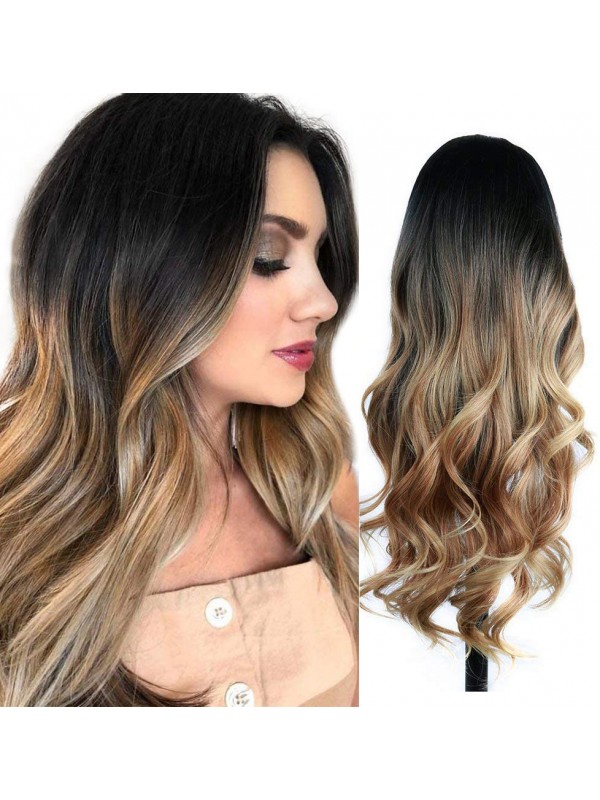 Long Middle Part Ombre Synthetic Capless Wigs