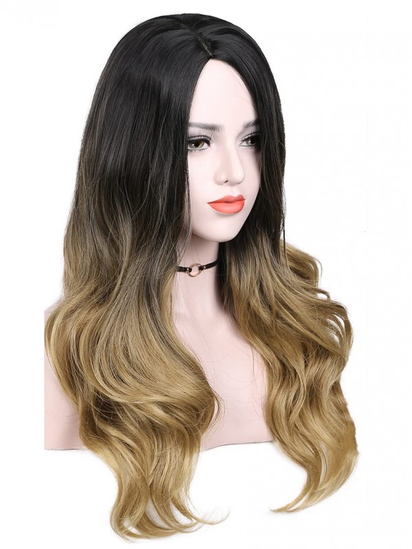 Long Middle Part Ombre Synthetic Capless Wigs
