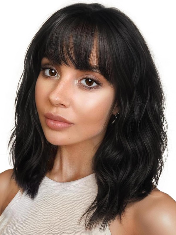 Classic 14 Inch Synthetic Wavy Bob Wig For Cosplay or Daily Life