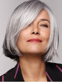 Party Wigs 10" Grey Synthetic Straight Wig