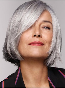 Party Wigs 10" Grey Synthetic Straight Wig