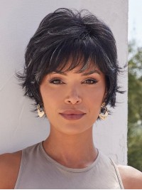 Wavy Short Wig Capless Boycuts Synthetic 6" Wigs