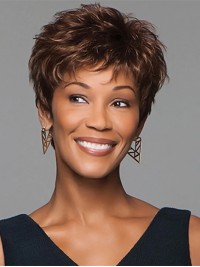 Short Textured Lightweight Wavy Synthetic Capless Wigs