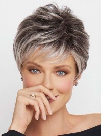 Trendy 6" Lace Front Grey Pixie Synthetic Wigs