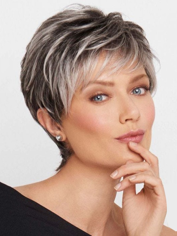 Trendy 6" Lace Front Grey Pixie Synthetic Wigs