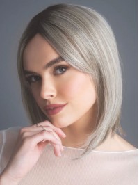 Grey Wigs Straight 12" With Bangs Synthetic Wigs Online