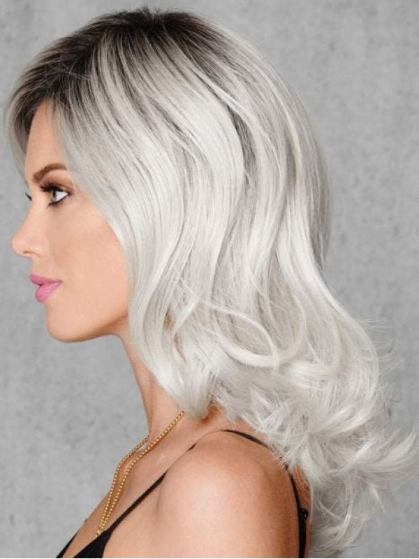 Popular Silvery-white 16" Capless Synthetic Fiber Wigs