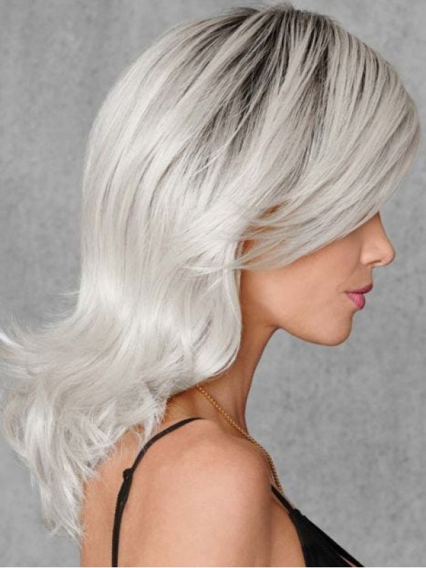 Popular Silvery-white 16" Capless Synthetic Fiber Wigs