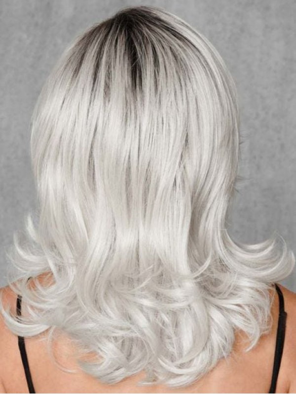 Popular Silvery-white 16" Capless Synthetic Fiber Wigs