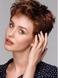 Women Synthetic Wigs Short Auburn Capless Wigs