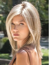 Softly 14" Capless Straight Synthetic Blonde Wigs With Bangs