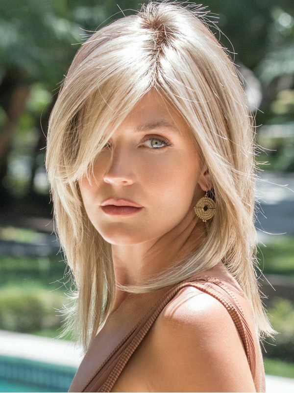 Softly 14" Capless Straight Synthetic Blonde Wigs With Bangs