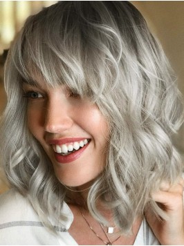 Natural 12" Ombre Grey Synthetic Capless Wigs