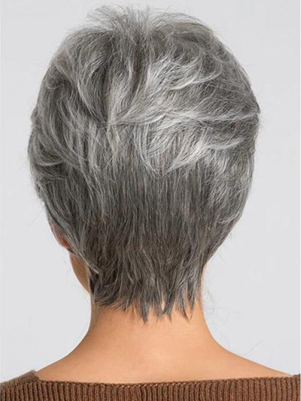 Short Grey Layered Capless Synthentic Wigs