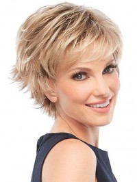 Short Blonde Capless Wigs With Bangs