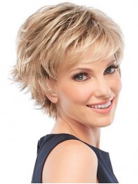 Short Blonde Capless Wigs With Bangs