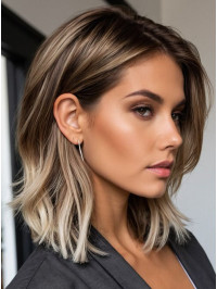 Synthetic Lace Front Wigs Layered Ombre 12" Straight Wigs