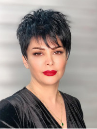 4" Capless Straight Short Black Synthetic Wigs