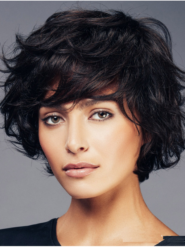 Wigs For Women Black Cropped Wavy Boycuts Wigs
