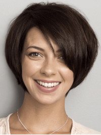 Monofilament Wigs Bobs 8" Short Brown Straight Wigs