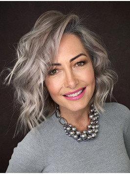 Shoulder Length 14" Wavy Layered Lace Front W...