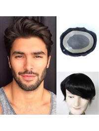 Short Straight Human Hair Men Toupee Mtoup201103