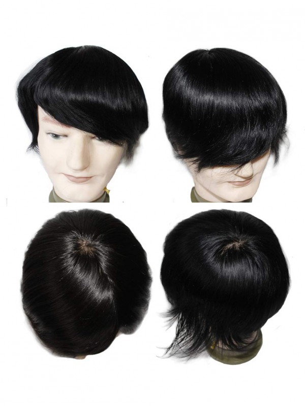 Short Straight Human Hair Men Toupee Mtoup201103