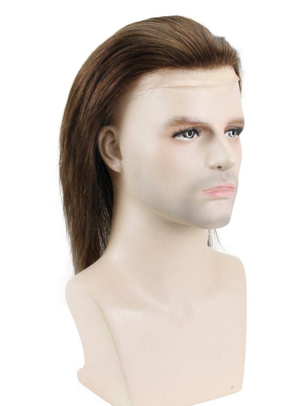 Long Straight Human Hair Men Toupee Mtoup201106