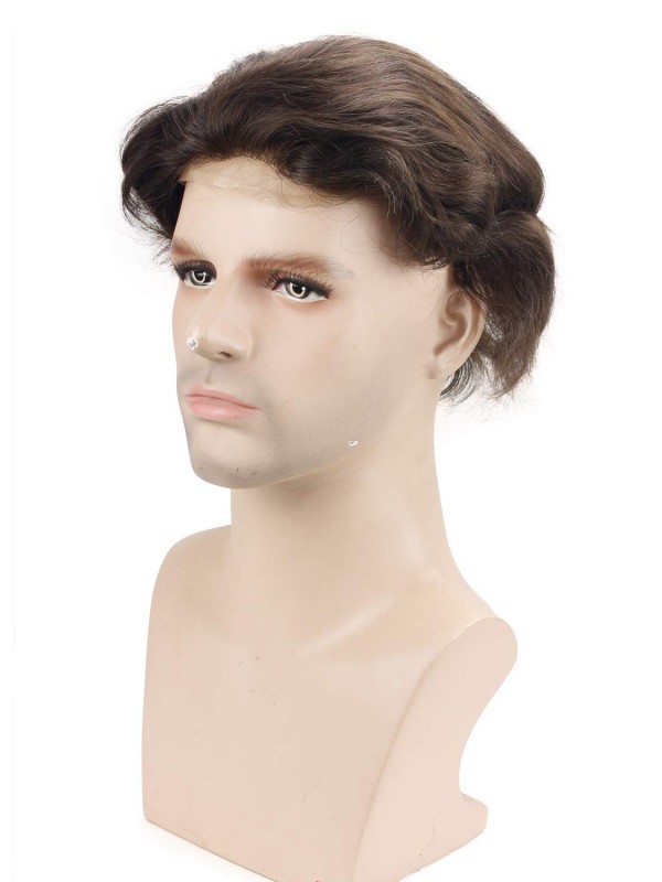 Short Straight Human Hair Men Toupee Mtoup201107