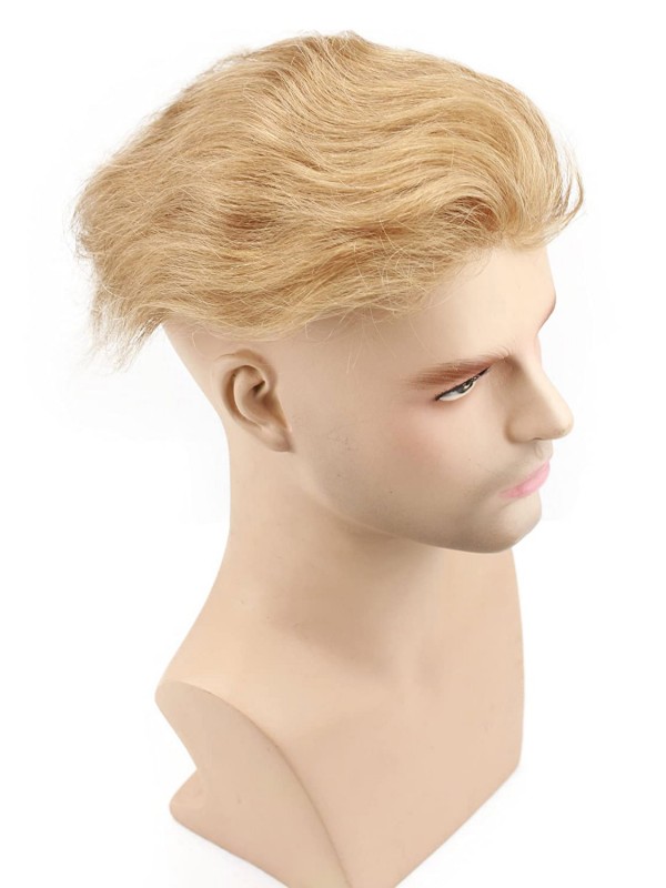 Dark Blonde Short Straight Human Hair Men Toupee Mtoup201111