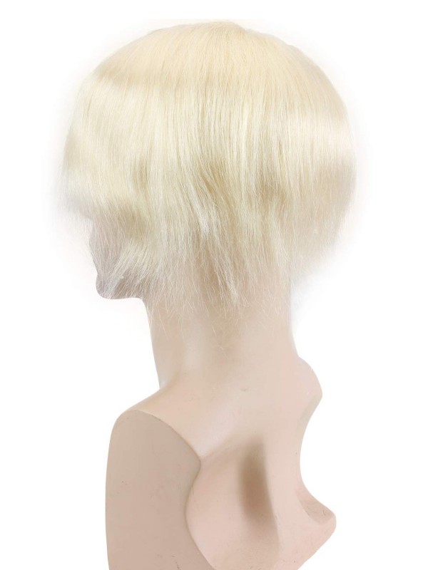 Blonde Short Straight Human Hair Men Toupee Mtoup201112