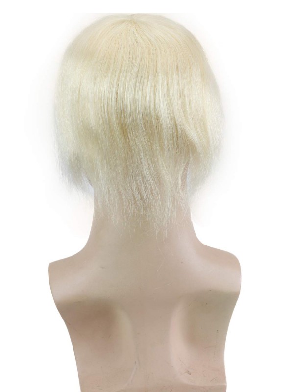 Blonde Short Straight Human Hair Men Toupee Mtoup201112