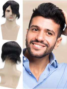 Short Straight Human Hair Men Toupee Mtoup201114