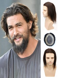 Long Wavy Human Hair Men Toupee Mtoup201116