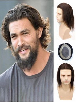 Long Wavy Human Hair Men Toupee Mtoup201116