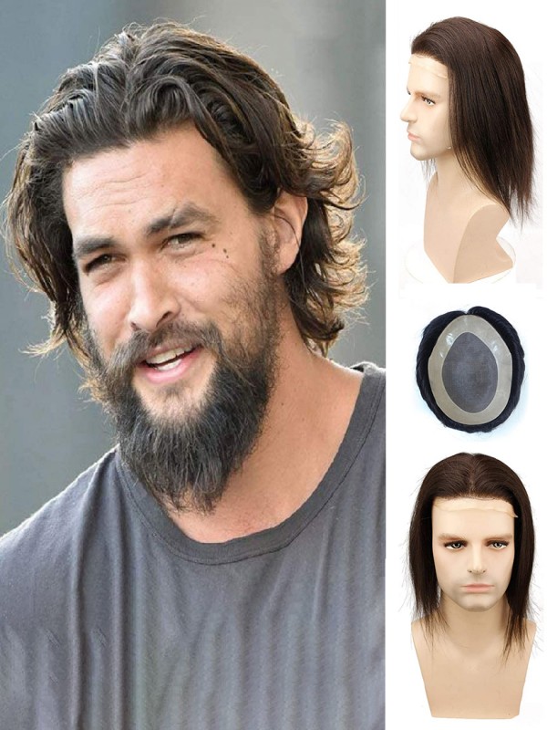 Long Wavy Human Hair Men Toupee Mtoup201116