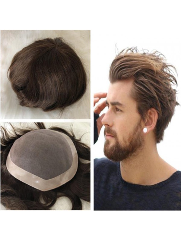 Short Straight Human Hair Men Toupee Mtoup201117