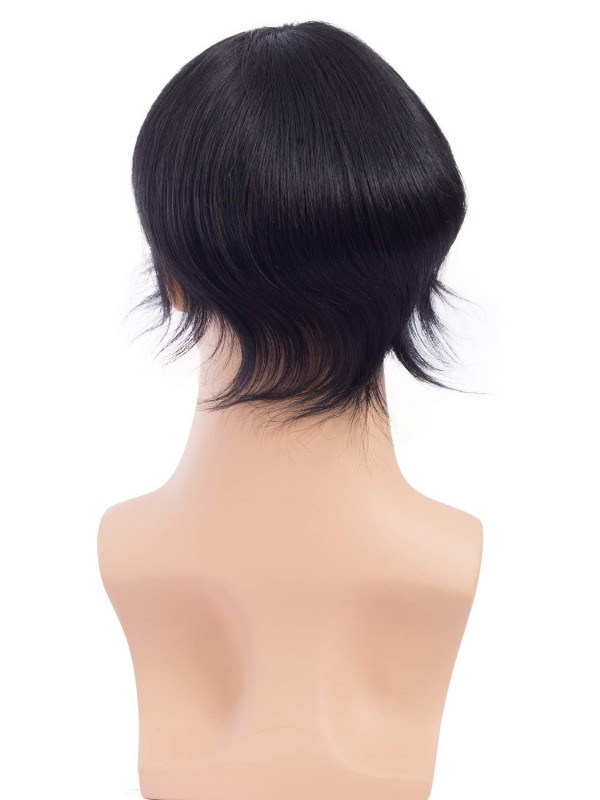 Short Straight Human Hair Men Toupee Mtoup201123