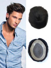 Short Straight Human Hair Men Toupee Mtoup201131