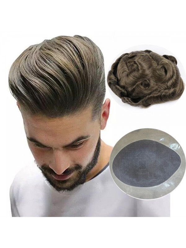 Short Straight Human Hair Men Toupee Mtoup201132