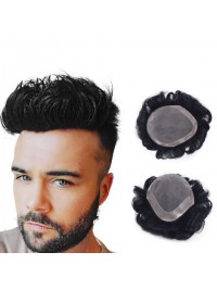 Short Straight Human Hair Men Toupee Mtoup201133