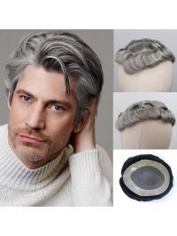 White Short Straight Human Hair Men Toupee Mtoup201134