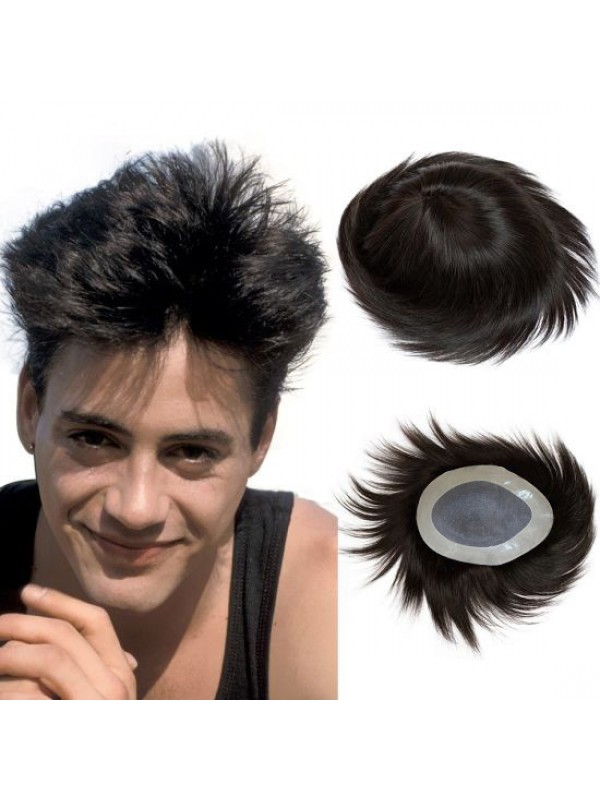 Short Straight Human Hair Men Toupee Mtoup201137