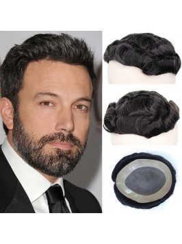 Short Straight Human Hair Men Toupee Mtoup201140