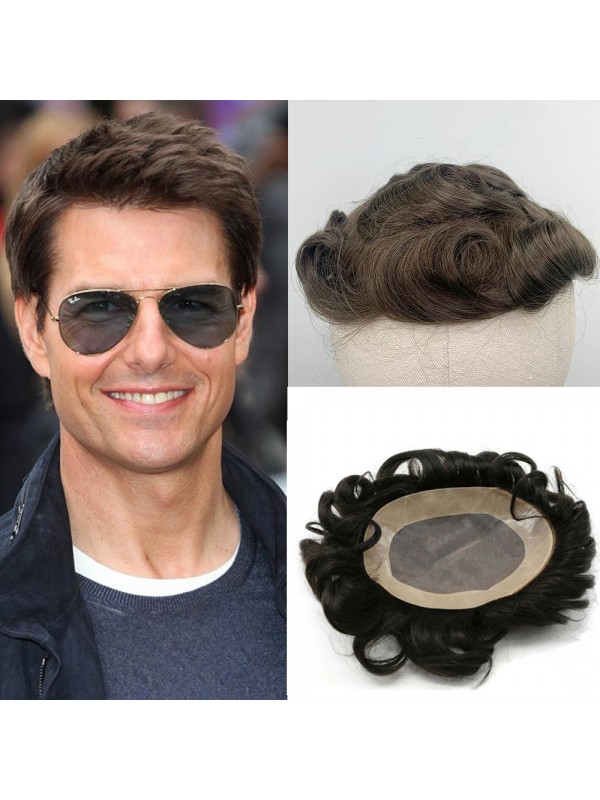 Short Straight Human Hair Men Toupee Mtoup201141