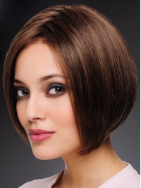 100% Hand-tied 10" Trendy Brown Bobs Human Hair Wigs