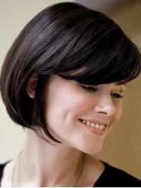 Bobs Remy Human Hair Black Straight Hand Tied Lace Wigs