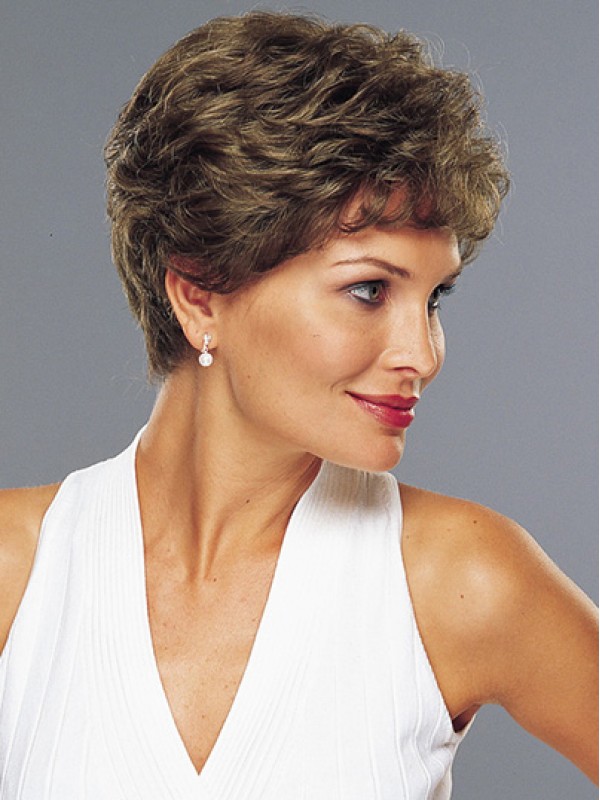 Refined Brown Wavy Short Classic Full Lace Human Hair Wigs
