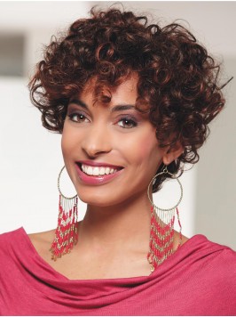Fabulous Auburn Chin Length Curly With Bangs New D...